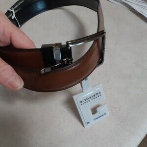 New Men's Perry Ellis Brown Leather Belt Size 32